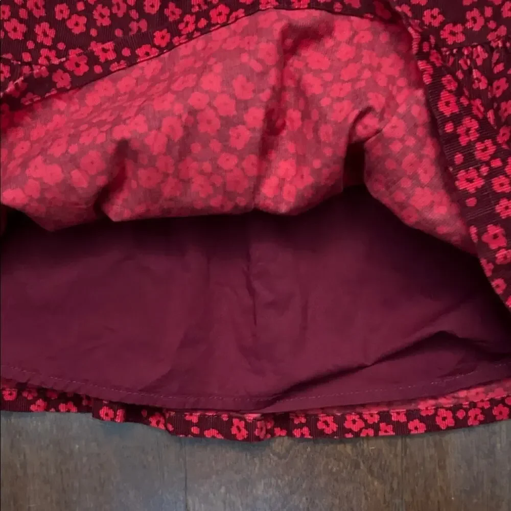 GAP Kid’s Red Floral Corduroy Tiered Dress, Perfect for Fall, Size 4T